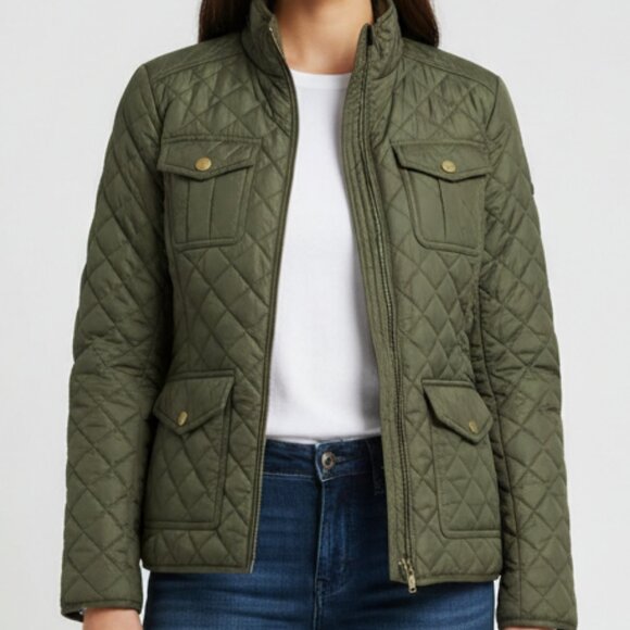Tommy Hilfiger Women's Olive Quilted Jacket